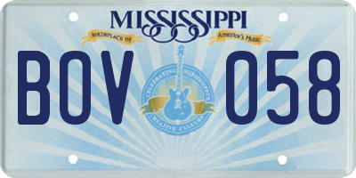 MS license plate BOV058