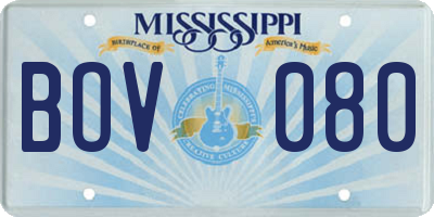 MS license plate BOV080