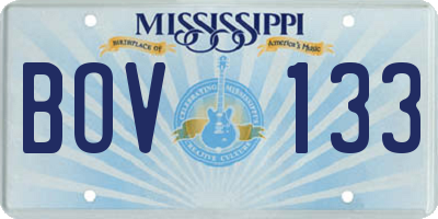 MS license plate BOV133