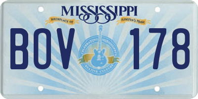 MS license plate BOV178