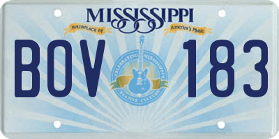 MS license plate BOV183