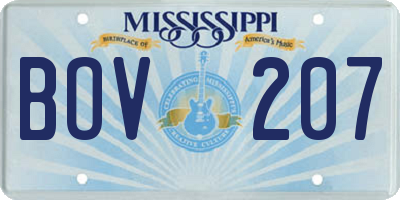 MS license plate BOV207