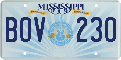 MS license plate BOV230