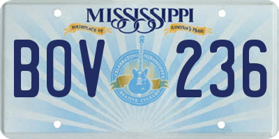 MS license plate BOV236