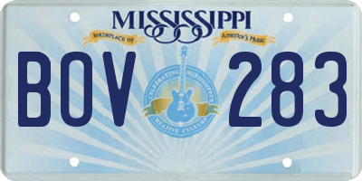 MS license plate BOV283