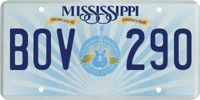 MS license plate BOV290