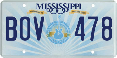 MS license plate BOV478
