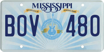 MS license plate BOV480