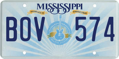 MS license plate BOV574