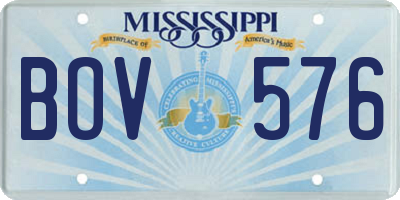 MS license plate BOV576