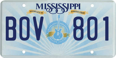 MS license plate BOV801