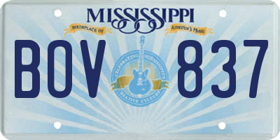 MS license plate BOV837
