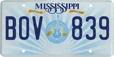 MS license plate BOV839