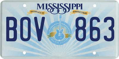 MS license plate BOV863