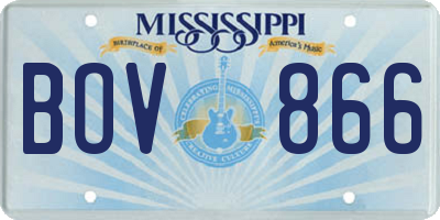MS license plate BOV866