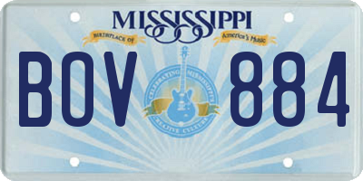 MS license plate BOV884