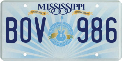 MS license plate BOV986