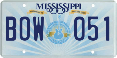 MS license plate BOW051