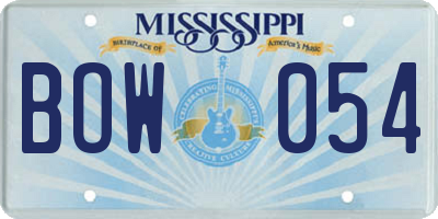 MS license plate BOW054