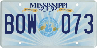 MS license plate BOW073