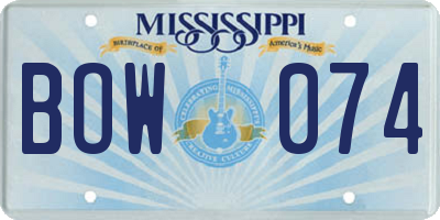 MS license plate BOW074