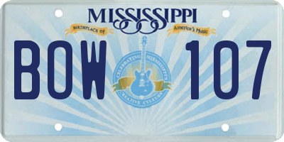 MS license plate BOW107