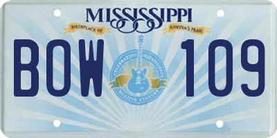 MS license plate BOW109