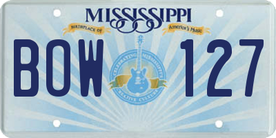 MS license plate BOW127
