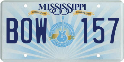 MS license plate BOW157