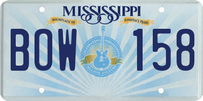 MS license plate BOW158