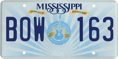 MS license plate BOW163