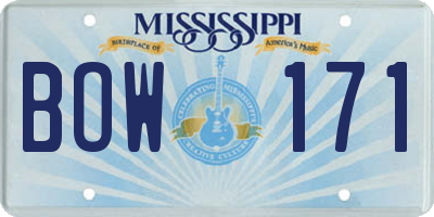 MS license plate BOW171