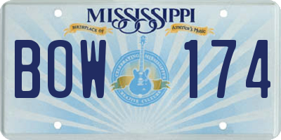 MS license plate BOW174