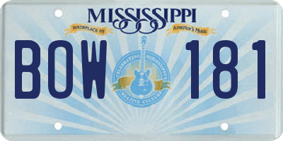 MS license plate BOW181