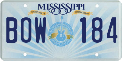 MS license plate BOW184