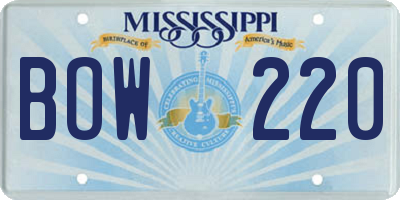 MS license plate BOW220