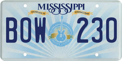 MS license plate BOW230