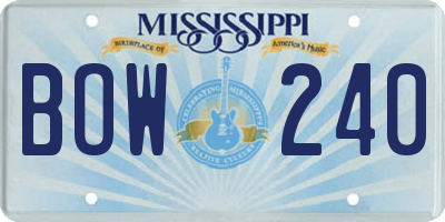 MS license plate BOW240