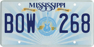 MS license plate BOW268