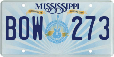 MS license plate BOW273