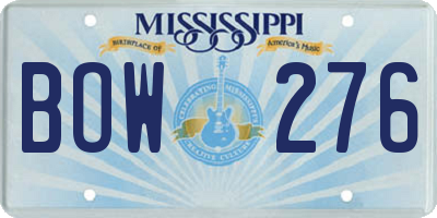 MS license plate BOW276