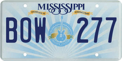 MS license plate BOW277