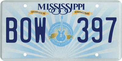 MS license plate BOW397