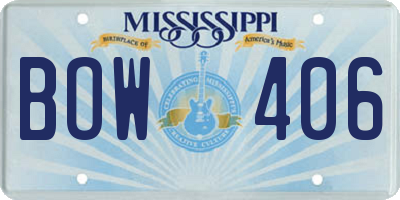 MS license plate BOW406