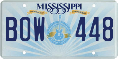 MS license plate BOW448