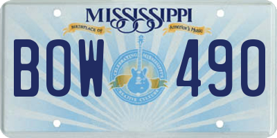 MS license plate BOW490