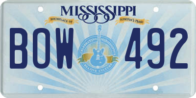 MS license plate BOW492