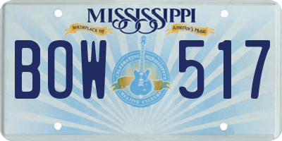 MS license plate BOW517
