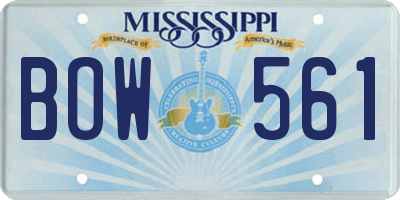 MS license plate BOW561