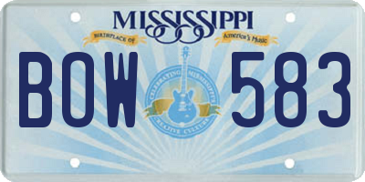MS license plate BOW583